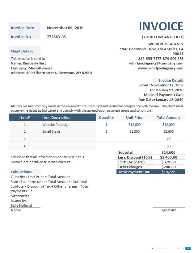 Download Advertising Agency Invoice Format Template Photoshop template